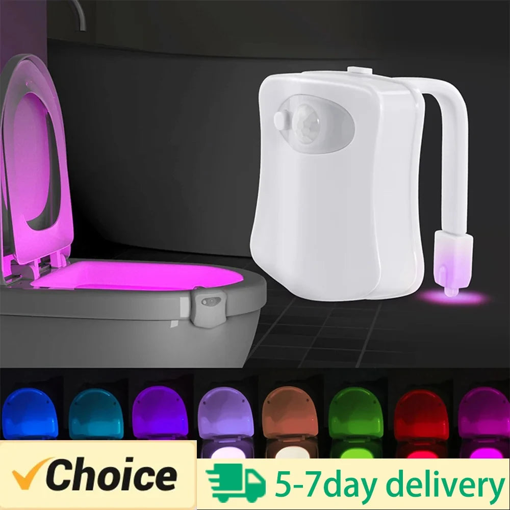 8-Color Motion Sensor Toilet Night Light – Smart LED Bathroom Light
