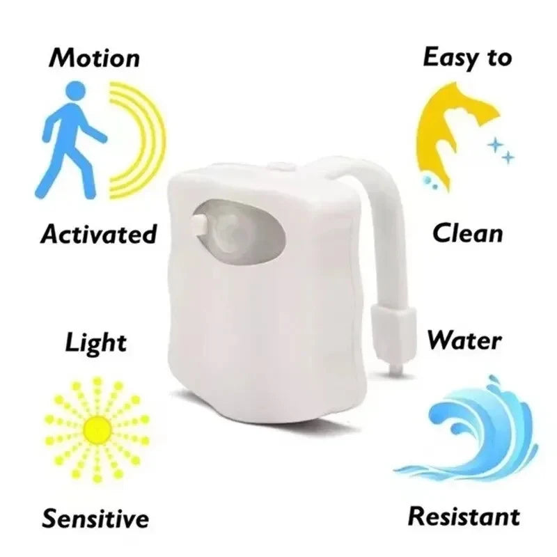 8-Color Motion Sensor Toilet Night Light – Smart LED Bathroom Light