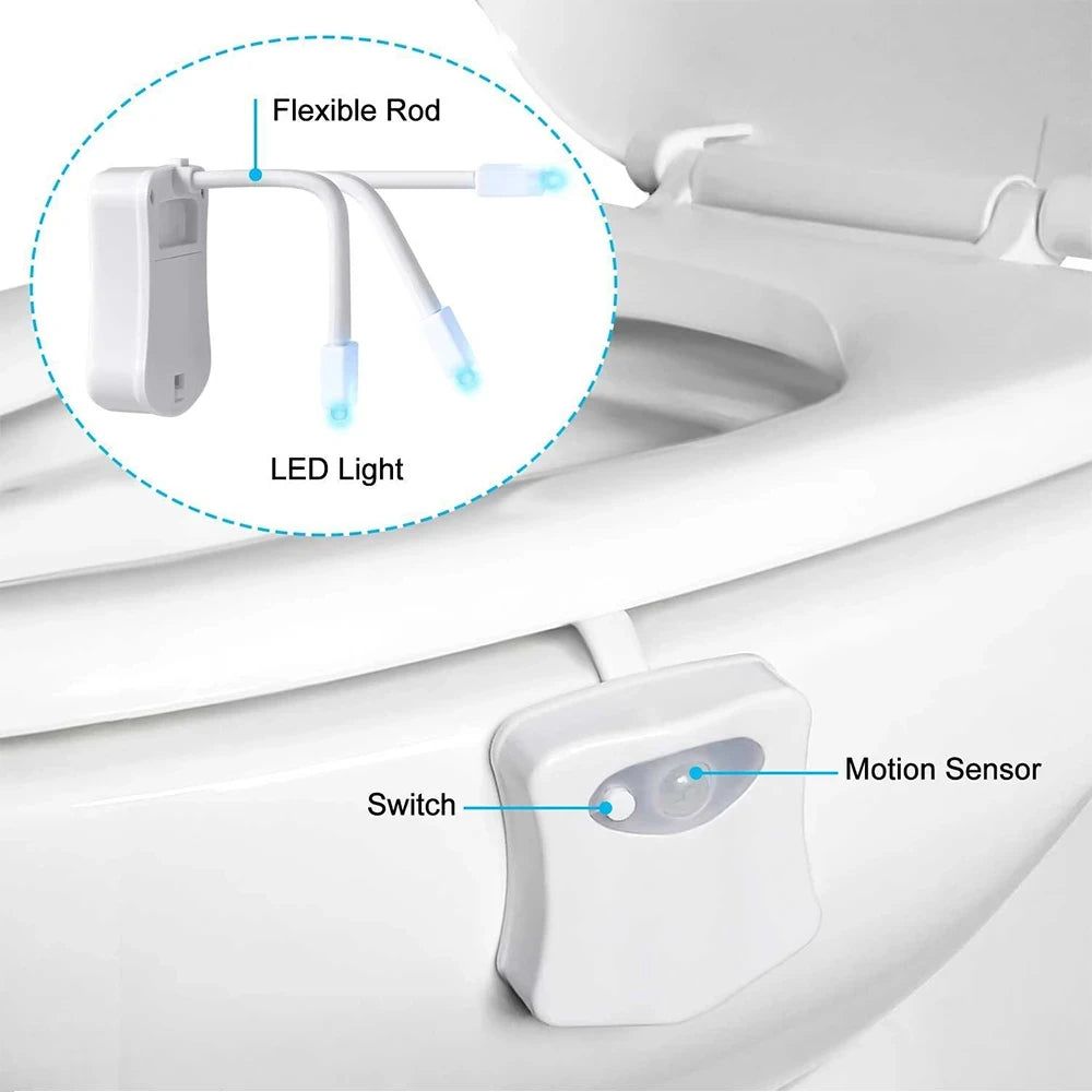 8-Color Motion Sensor Toilet Night Light – Smart LED Bathroom Light