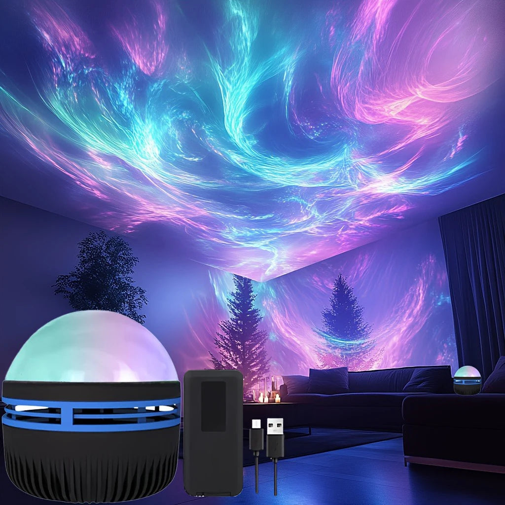 Northern Lights Galaxy Projector – LED Aurora Night Light