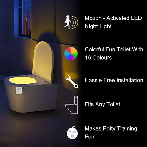 8-Color Motion Sensor Toilet Night Light – Smart LED Bathroom Light