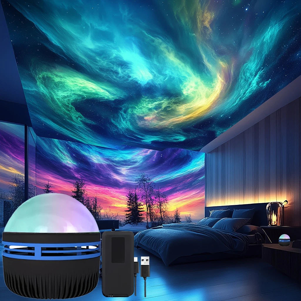 Northern Lights Galaxy Projector – LED Aurora Night Light